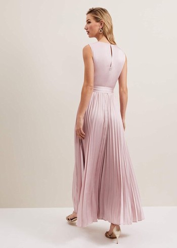 Phase Eight Bonnie Pleated Wrap Satin Dress Pink USA | 7530216-AK